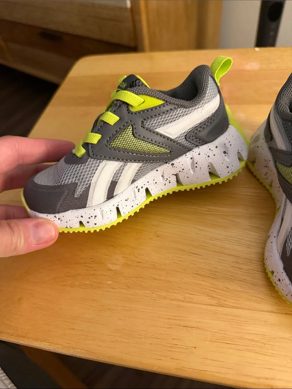 Reebok Kids Gray and Neon Green Athletic Sneakers